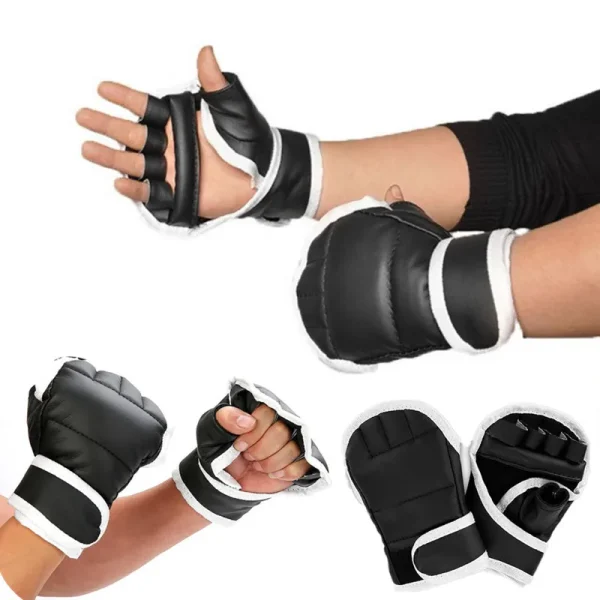 gants de boxe enfant noirs demi-doigts