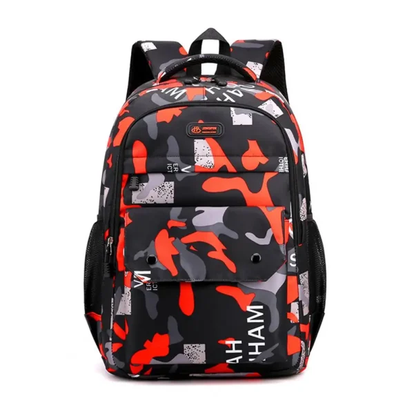sac a dos enfant camouflage rouge