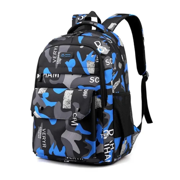 sac a dos enfant camouflage bleu