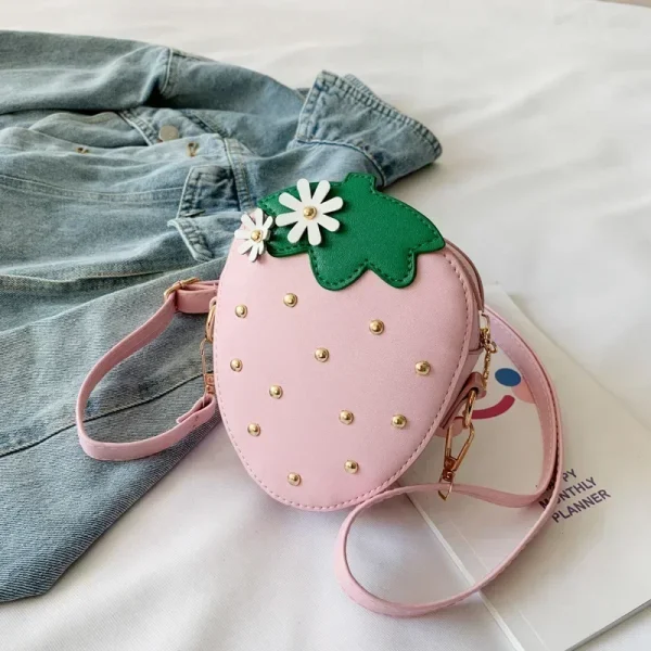 sac a main enfant fraise rose
