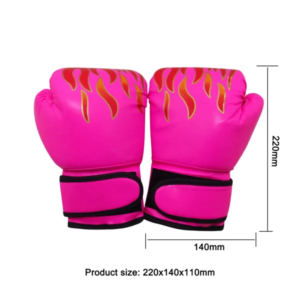 gant de boxe rose flammes or et rouge