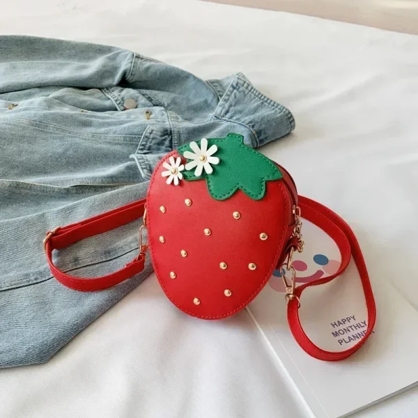sac a main enfant en bandoulière fraise