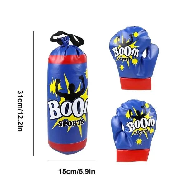sac de frappe enfant suspendu et gants de boxe BOOM bleu