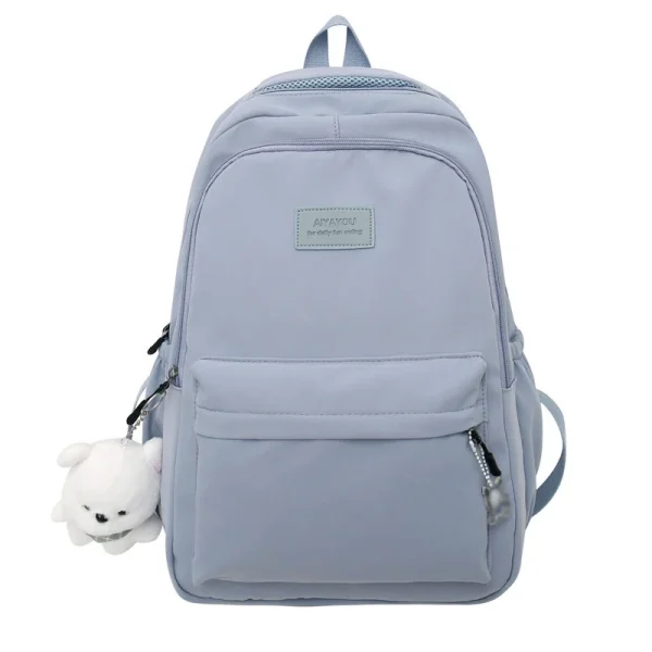 sac a dos collège bleu clair avec ourson doudou