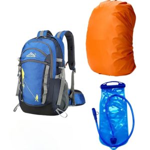 sac de randonnée avec poche  à eau 2 l + protection sac bleu