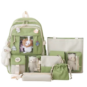 sacs à dos école enfants vert kit 5