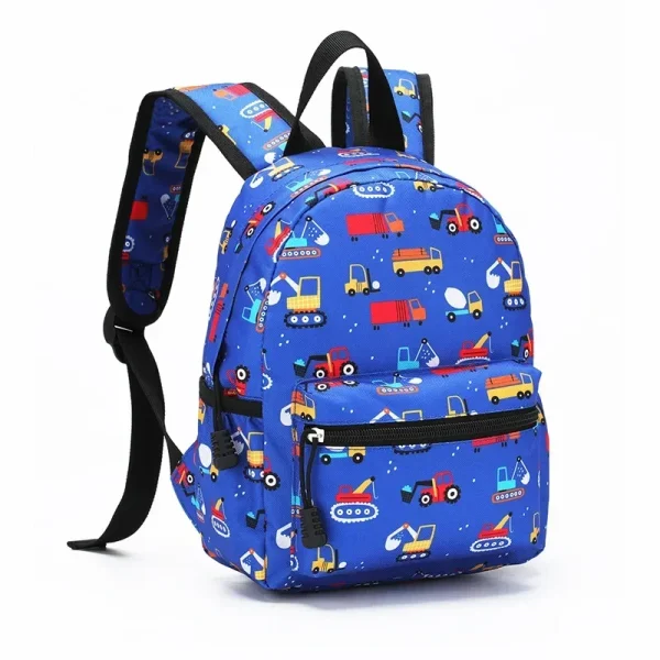 sac à dos enfant engins de chantier bleu