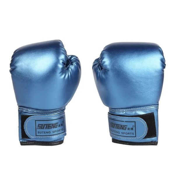 gants de boxe enfants combat mma kickboxing thaïlandais pro bleu satin