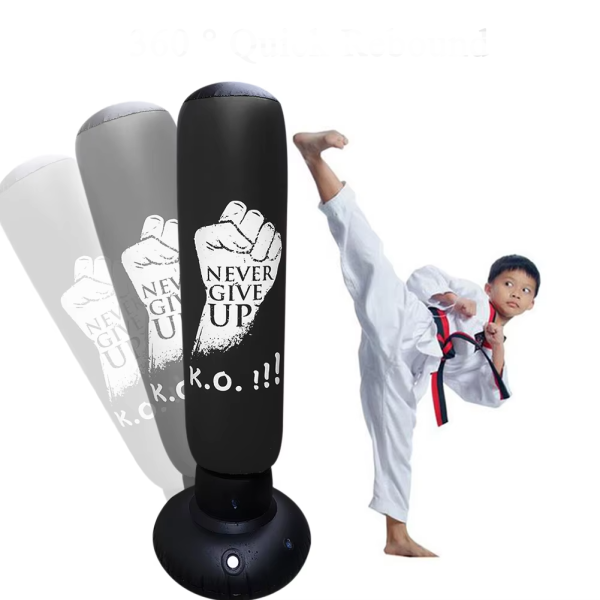 sac de frappe enfant gonflable never give up noir 1.60m