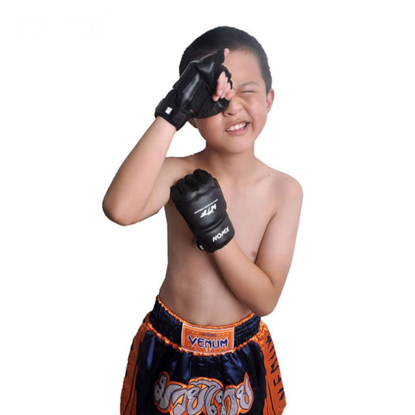 gants de boxe enfant demi doigts sparring noir