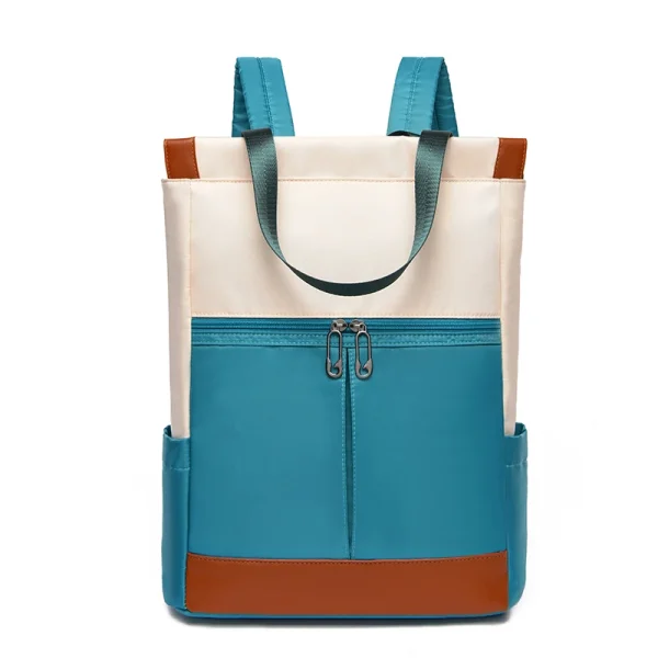 sac à dos collège beige bleu