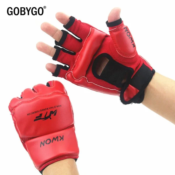 gants de boxe enfant demi doigts sparring rouge