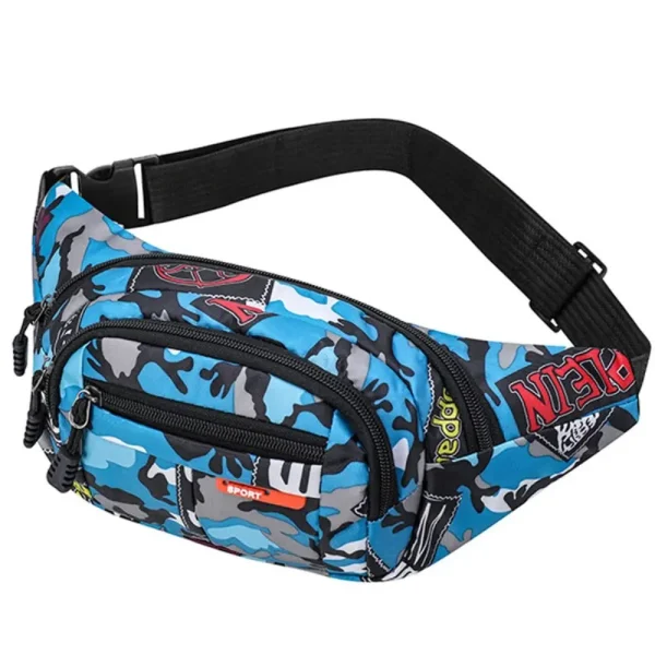 sac banane enfant camouflage bleu