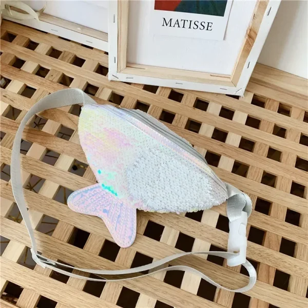 sac banane enfant sirène blanc nacré