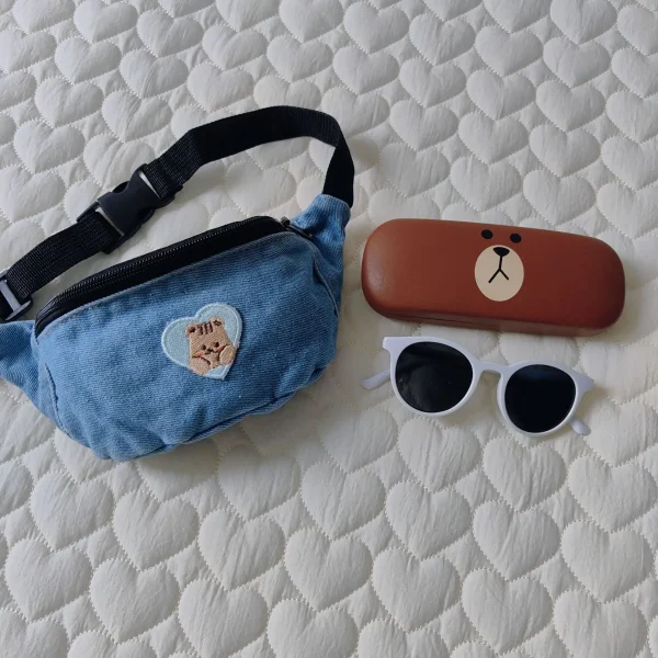 sac banane enfant jean's clair ourson cœur bleu