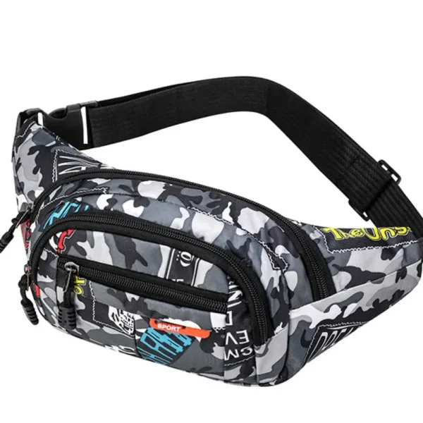 sac banane enfant camouflage gris
