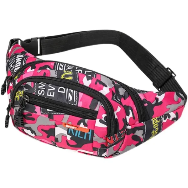 sac banane enfant camouflage rose