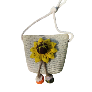 Sac à bandoulière enfant en paille tournesol